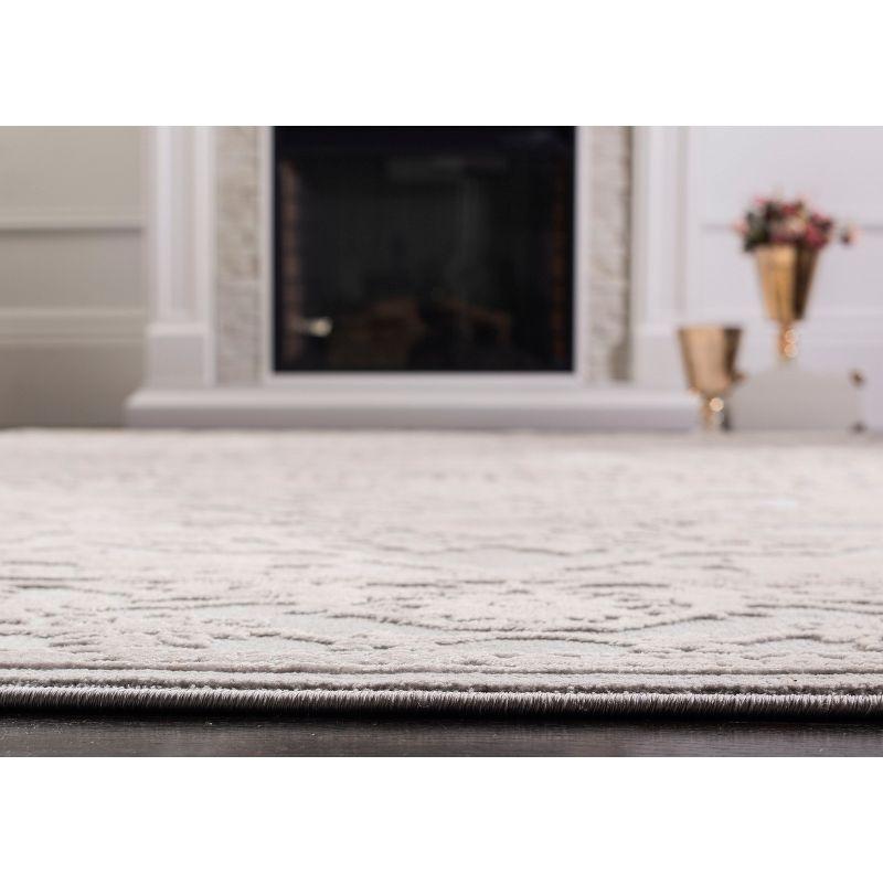 Elegant Grey Floral Hand-Knotted Runner Rug - Easy Care 2'3" x 6'