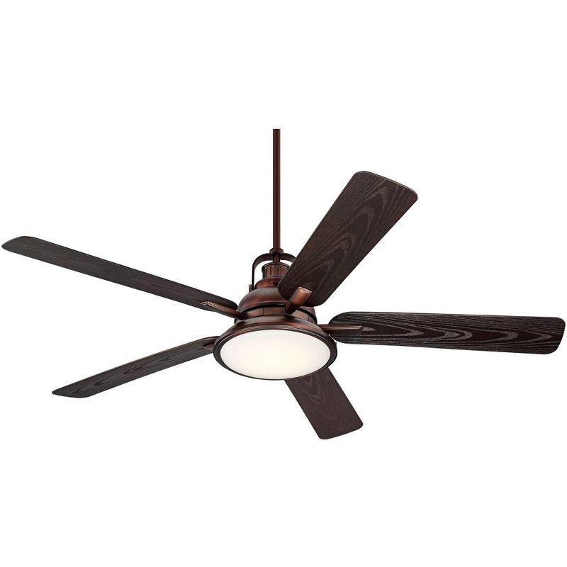 Casa Vieja 60" Wind and Sea Farmhouse Rustic Indoor Outdoor Ceiling Fan 5 Blade LED Light Remote Control Oil Rubbed Bronze Finish Bedroom Patio