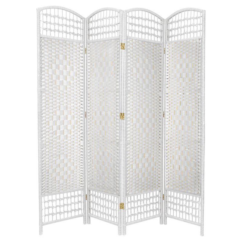 White 5 1/2 ft. Tall Fiber Weave 4-Panel Room Divider