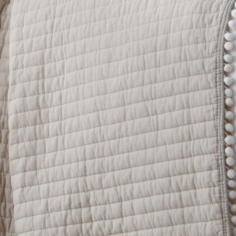 Pom Pom Taupe Twin/Twin XL Quilt - Levtex Home