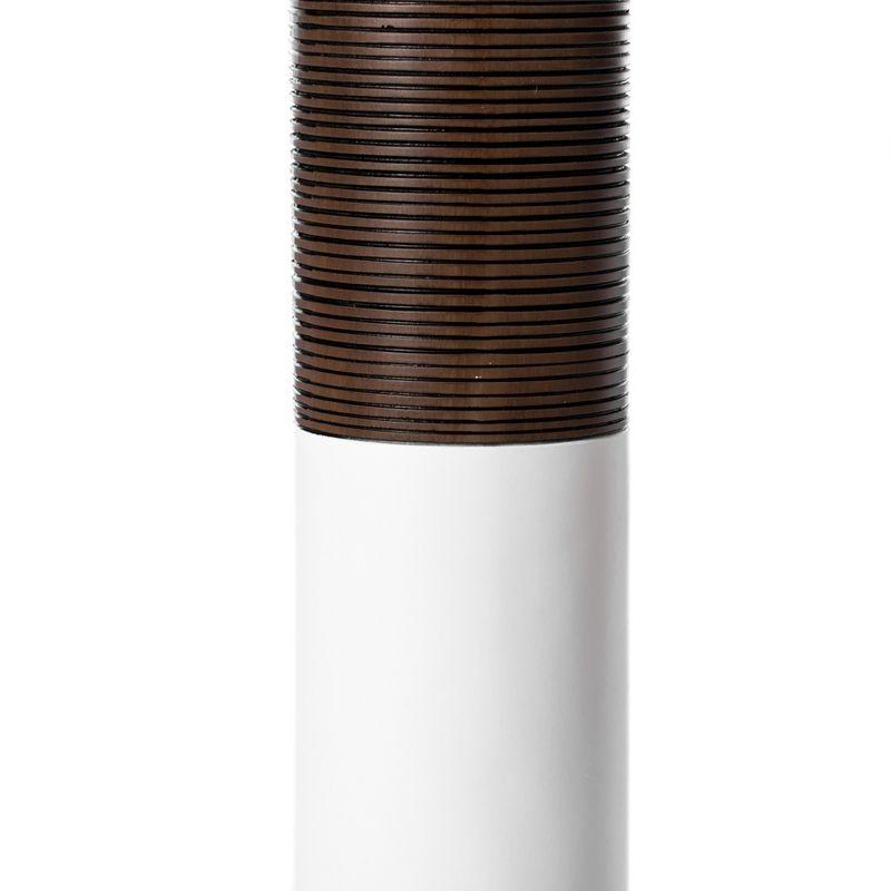 Modern Tall Decorative White and Brown Ribbed Cylinder Floor Vase