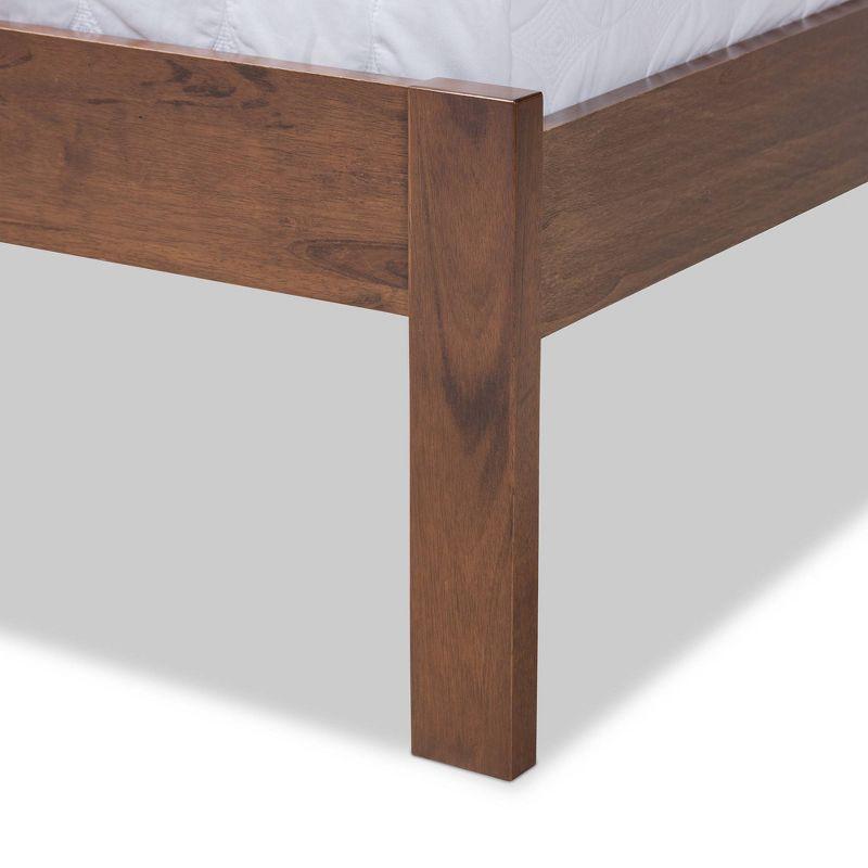 Queen Malene Wood Platform Bed Walnut - Baxton Studio: Retro 1960s Design, Rubberwood, No Box Spring Required