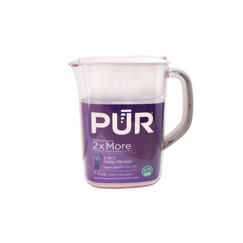 PUR 7 Cup Water Pitcher Filtration System Blush PPT700P: BPA-Free, Dishwasher-Safe, Filters Pesticides & Chlorine