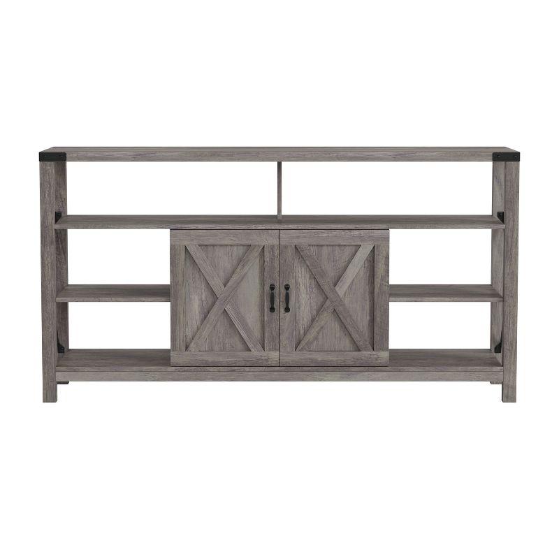 Flash Furniture Wyatt 60" Modern Farmhouse Tall TV Console Cabinet with Storage Cabinets and Shelves for TV's up to 60", Gray Wash