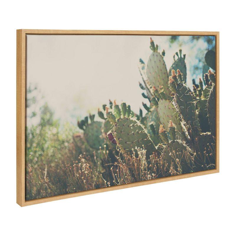 23" x 33" Sylvie A Desert Prickly Pear Cactus Framed Canvas Natural - Kate & Laurel All Things Decor: Wall Display Art