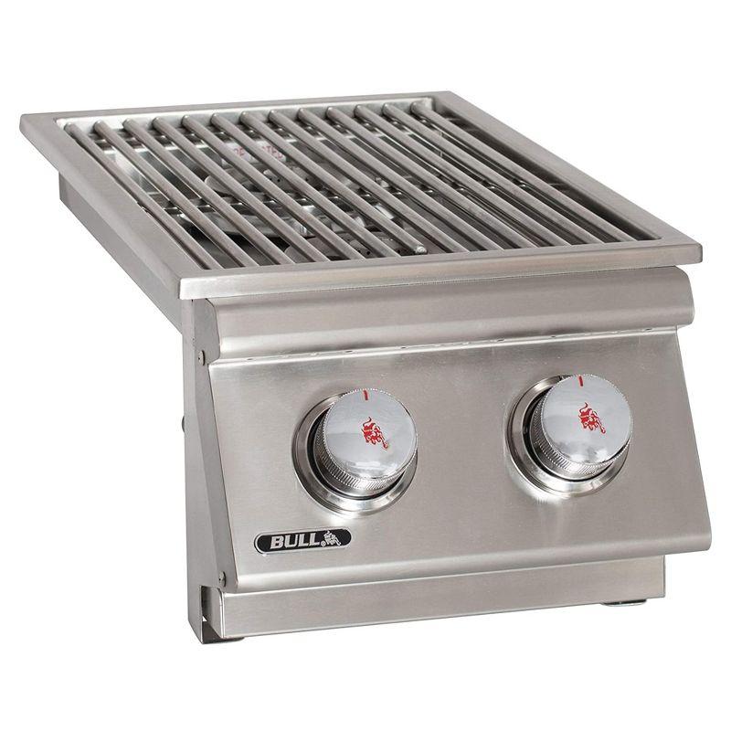 Bull Outdoor Products 22,000 BTUs Slide In Stainless Steel Double Side Burner with Removable Stainless Steel Cover and Brass Burners