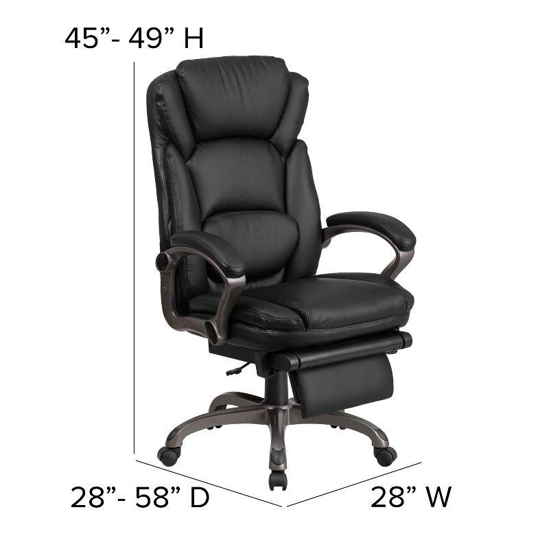 Flash Furniture High Back Black LeatherSoft Executive Reclining Ergonomic Swivel Office Chair with Outer Lumbar Cushion and Arms