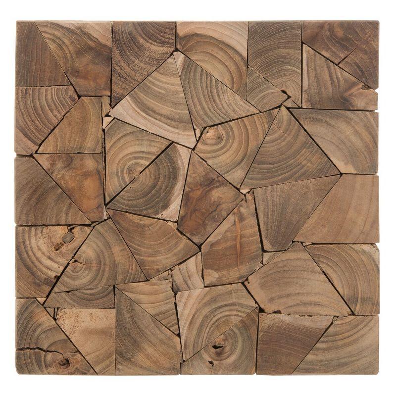 Reclaimed Teak Mosaic 12" Square Stool in Medium Oak Finish