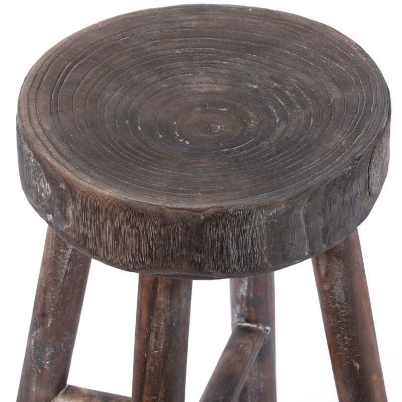 Vintiquewise Antique Round Wooden Chair Log Cabin Stools Set of 2