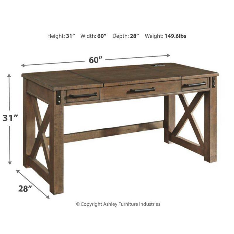 Aldwin Home Office Lift Top Writing and Computer Desk Black/Gray - Signature Design by Ashley: 60" Adjustable, with USB Charging Station