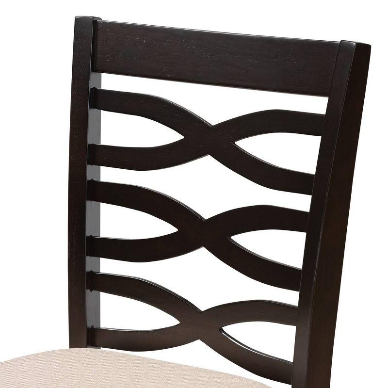 Baxton Studio Set of 2 Caron Finished Wood Counter Height Barstools Sand Brown: Rubberwood Frame, Foam Padded, Cut-Out Back Design
