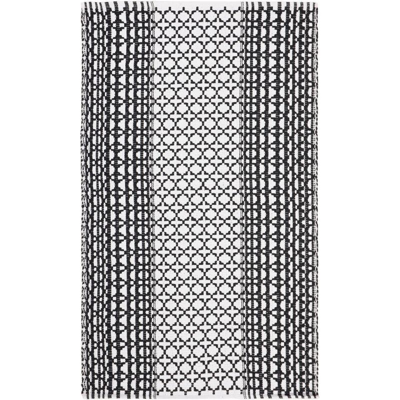 Coastal Charm Hand-Woven Black & Ivory Cotton Rug - 3' x 5'