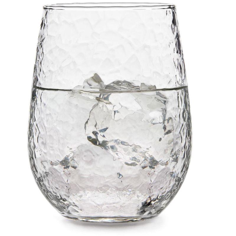 Hammered Libbey Stemless All-Purpose Wine Glasses