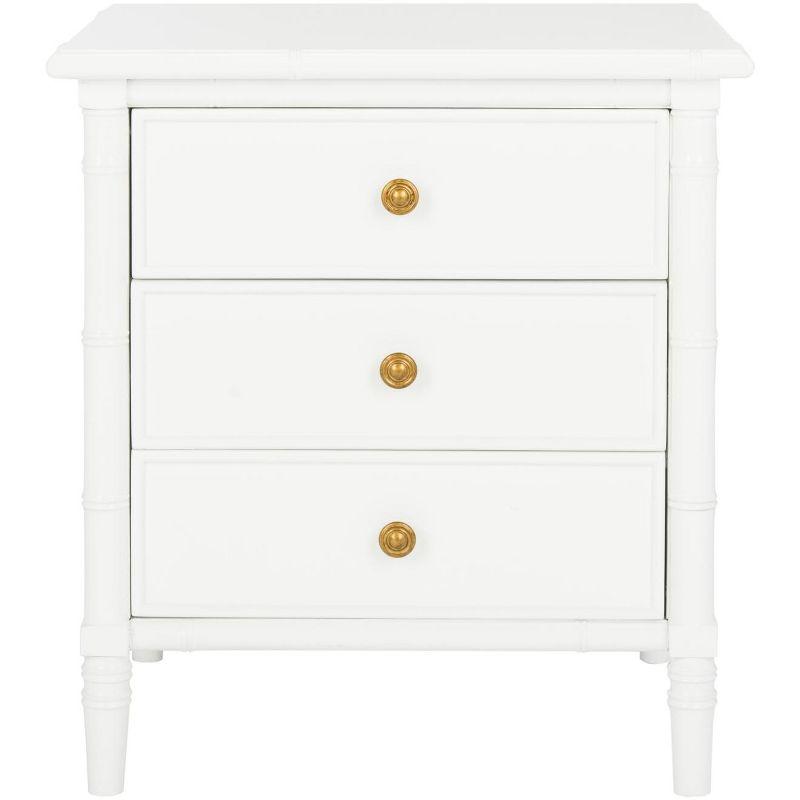 Mina 3 Drawer Nightstand - NST3500 - White/Gold - Safavieh