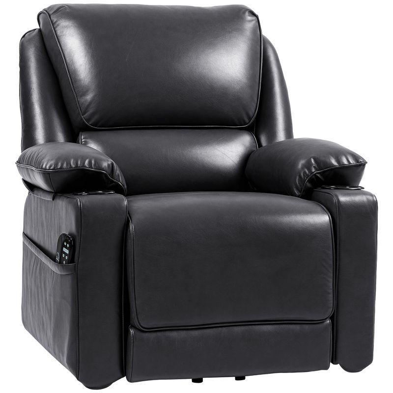 HOMCOM Power Lift Recliner Chair, Electric Heated Massage Reclining Chair with Remote, Side Pockets, Pocket Spring, Black