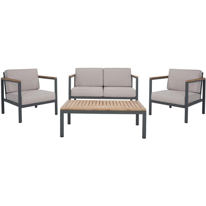 Chicopee 4 Pc Living Set - Indoor/Outdoor - PAT7725 - Natural/Light Grey - Safavieh
