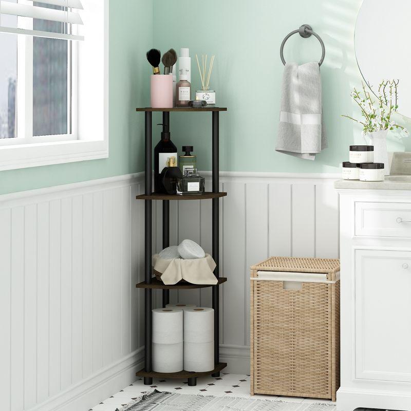 Furinno Dark Brown and Black 4-Tier Corner Shelf