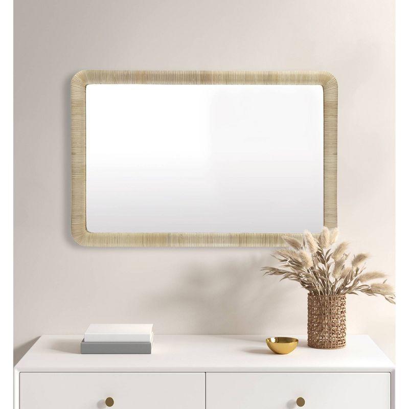 Nova Natural Rattan Rectangle Wall Mirror - Ink+Ivy: Modern Style, Polystyrene Frame, Wall Mount