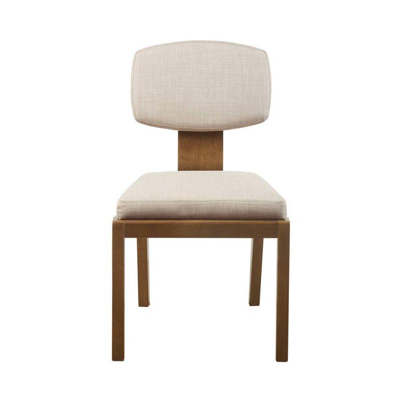 Ink+Ivy Set of 2 Lemmy Armless Upholstered Dining Chairs Tan: Contemporary Style, Polyester, Wood Legs