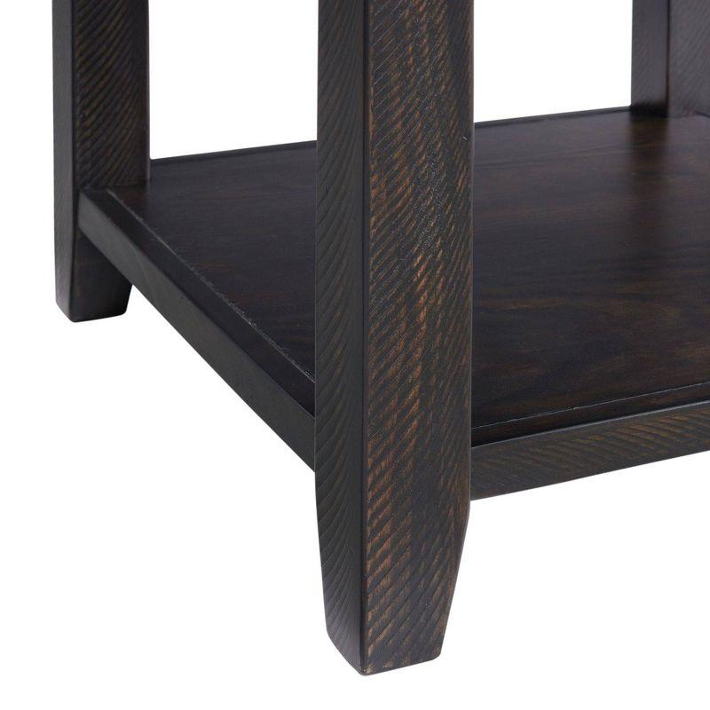 Picket House Furnishings Kahlil End Table with Drawer Espresso : Mid-Century Modern, Acacia & Pine Frame, Spot Clean