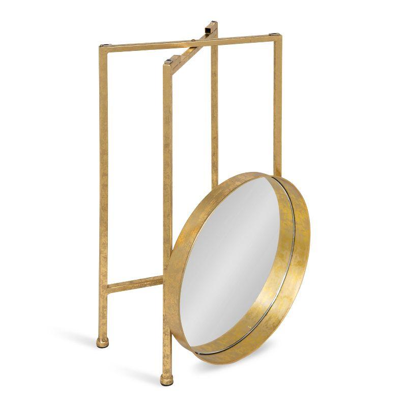 Elegant Gold Metal Round Tray Table with Mirror Top, 25.5"