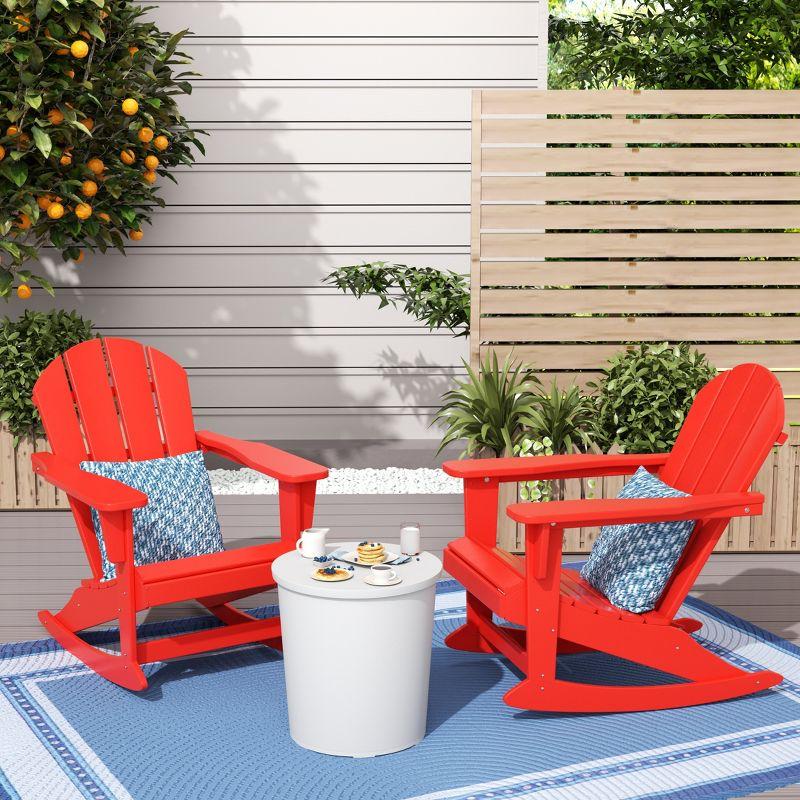 Red Plastic Outdoor Rocking Chair with Arms, 35" High