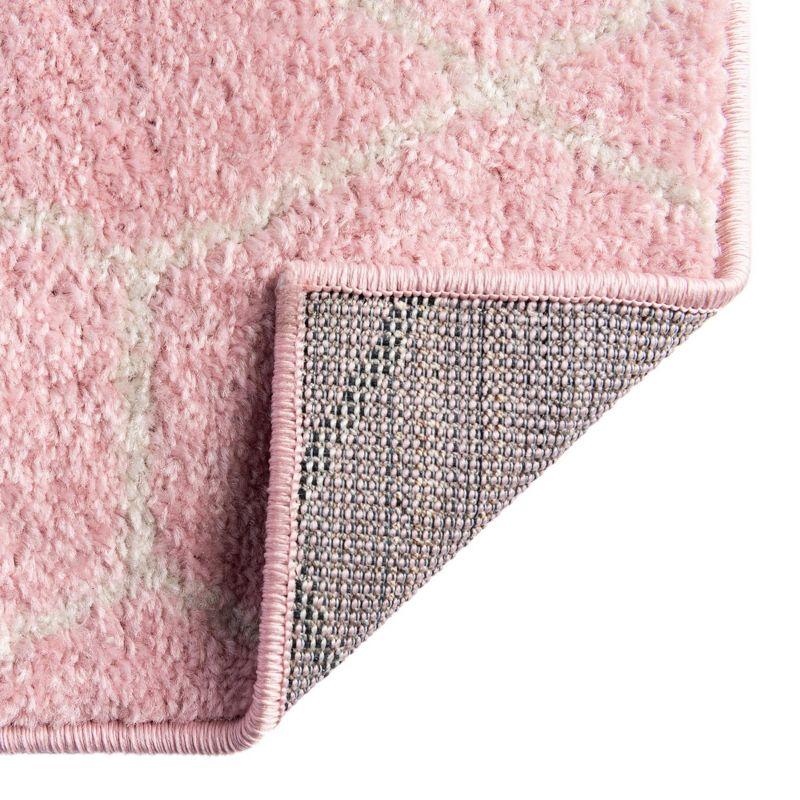 Light Pink Lattice Frieze 10' x 14' Synthetic Area Rug