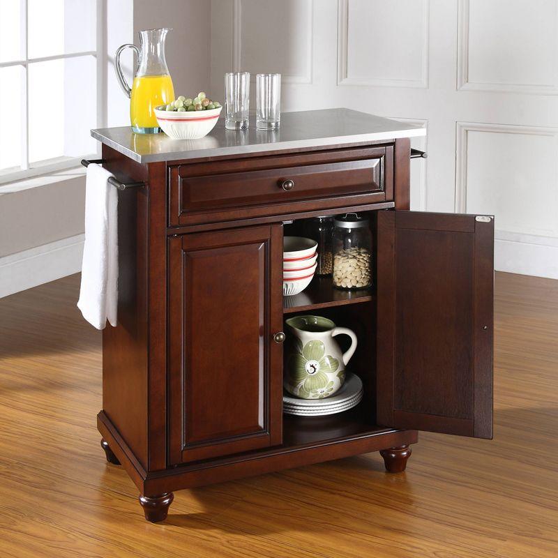 Cambridge Mahogany Compact Kitchen Island with Stainless Steel Top