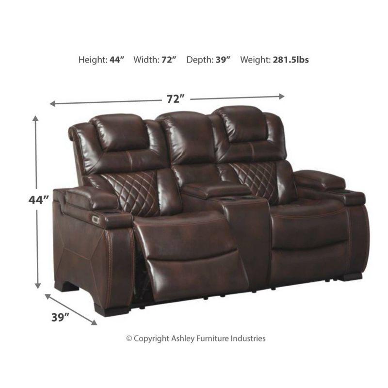 Brown Faux Leather Tufted Reclining Loveseat with Cup Holder