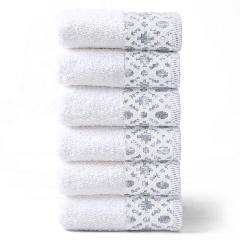 Luxury Turkish Cotton Hand Towel Set in White and Light Grey