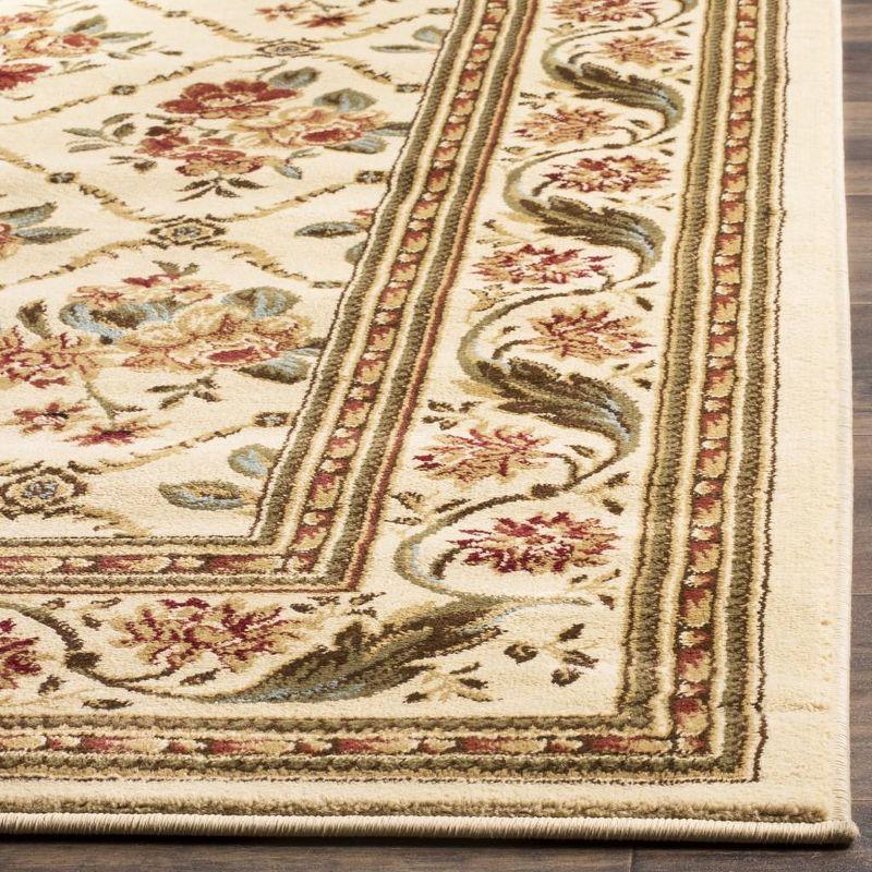 Ivory Floral Rectangular Medium Pile Area Rug