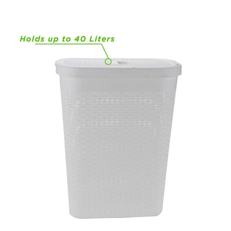 Mind Reader Mind Reader 40L Slim Laundry Hamper, Clothes Basket, Lid, Wicker Design, Plastic