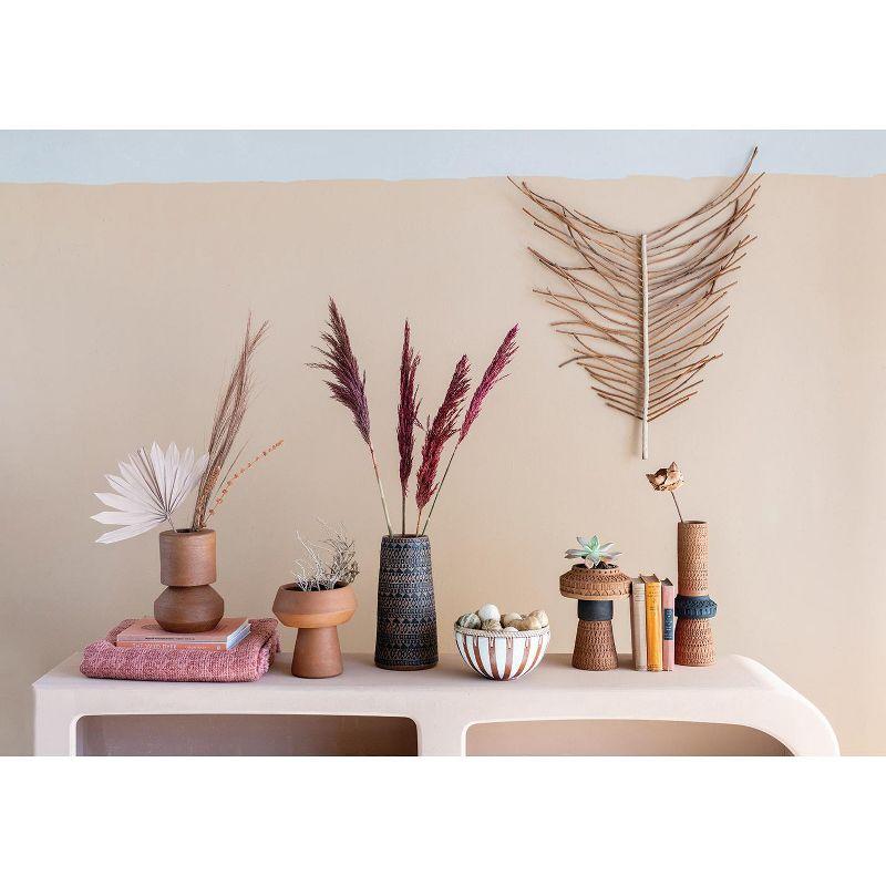 Storied Home Handmade Debossed Terra-cotta Vase, Terra-cotta Color & Black