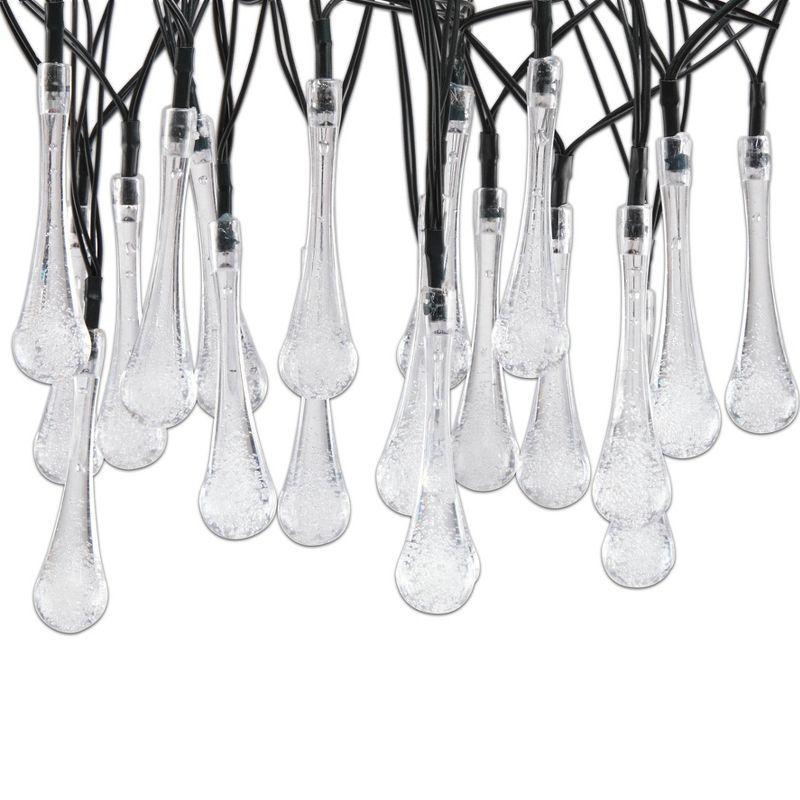 20ct Solar Powered Dual Function Teardrop Integrated LED Bulb String Lights - Black Wire - Alpine Corporation