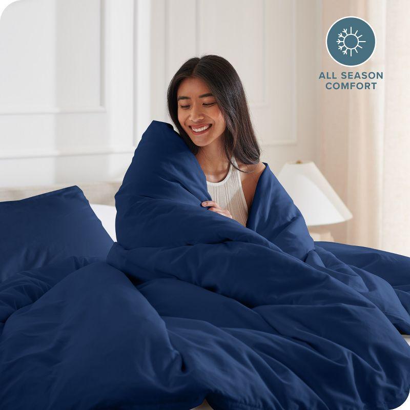 Oversized Queen Dark Blue Double Brushed Duvet Cover Set by Bare Home