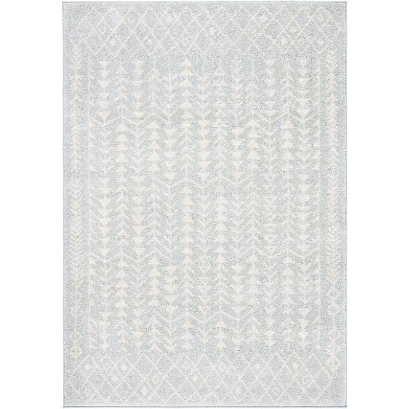 Reversible Light Grey/Ivory Synthetic 6' x 9' Area Rug