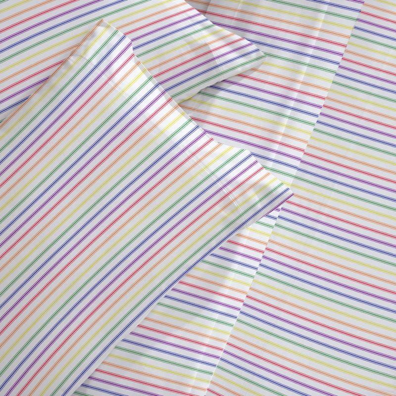 California Design Den Rainbow Stripe Twin Bed Sheets Set for College Dorms, Kids & Adults, Soft 100% Cotton