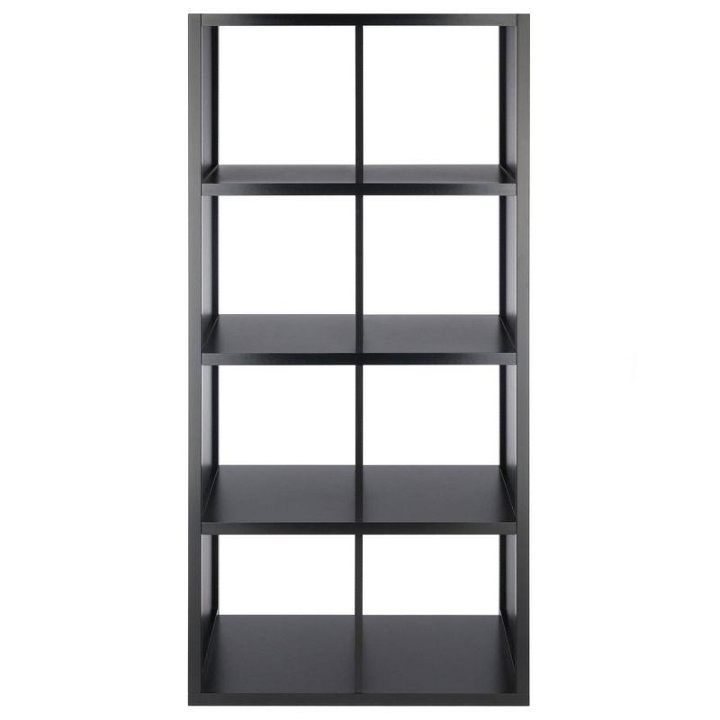 53"Timothy Shelf 4X2 Slots Black - Winsome: Mid-Century Modern Storage Bookcase, MDF Composite