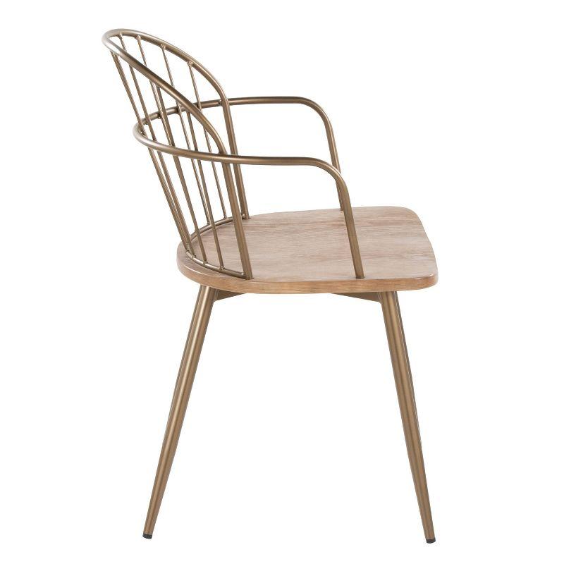 Beige Metal Slat Back Arm Chair Set