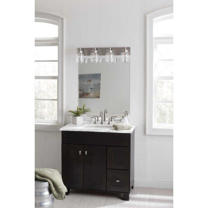 Progress Lighting Calhoun 4-Light Bath Vanity, Brushed Nickel, Clear Glass Shade
