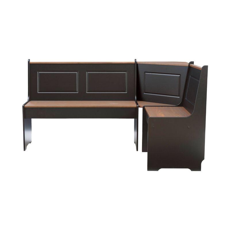 Linon 3pc Ardmore Breakfast Nook Storage Benches Dining Set Black/Pecan: Mid-Century Modern, Wood, 6-Seat Capacity