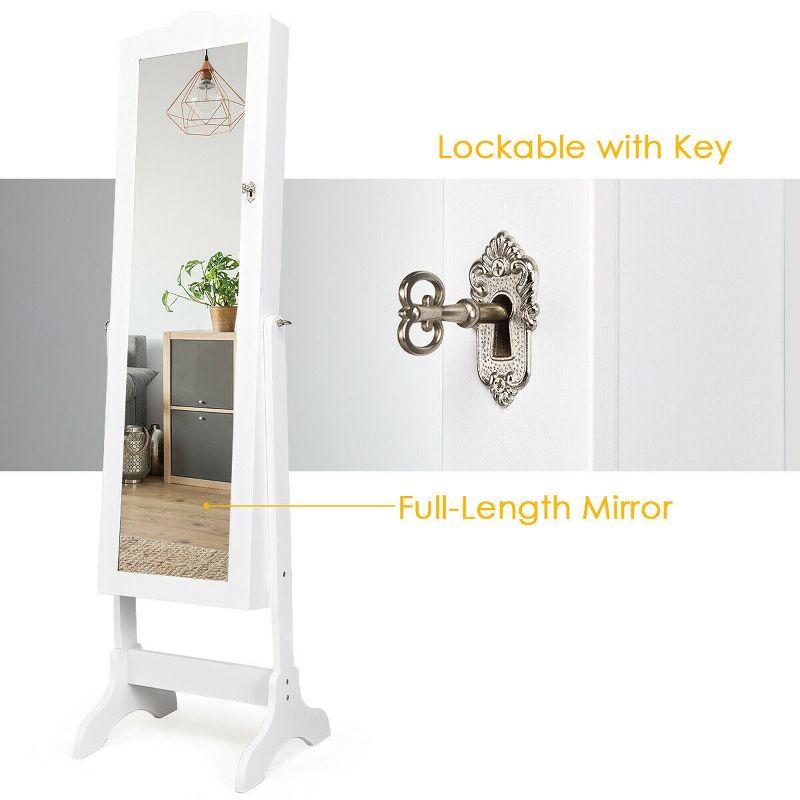 Costway Mirrored Jewelry Cabinet Organizer Storage Box White