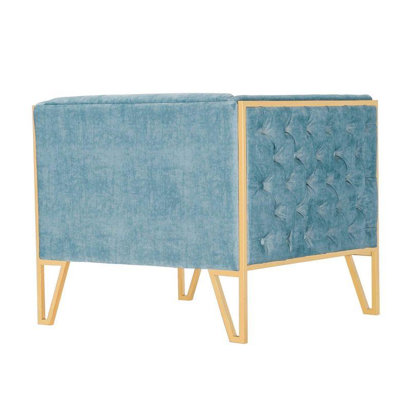 Set of 2 Vector Velvet Accent Chairs Ocean Blue - Manhattan Comfort: Plush, Tufted, No Assembly Required