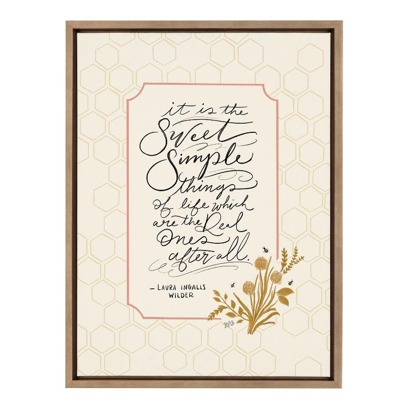 Sweet Simple Things Gold Framed Canvas Motivational Quote Art