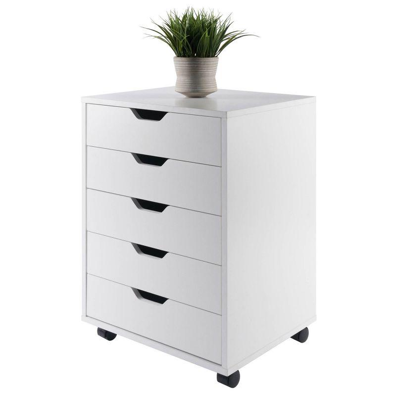 Halifax 5 Drawer Cabinet with Casters White - Winsome: Office Furniture Storage, Printer Stand