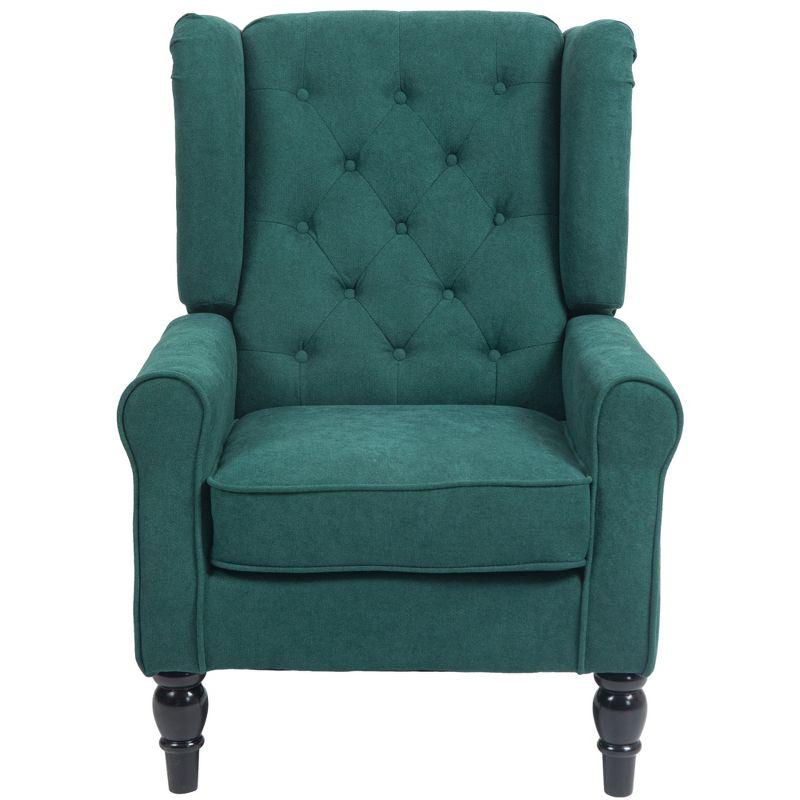 HOMCOM Button-Tufted Accent Chair with High Wingback, Rounded Cushioned Armrests and Thick Padded Seat