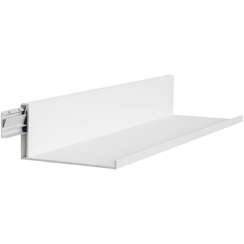 Sleek White 24" No-Stud Powder Coated Floating Shelf