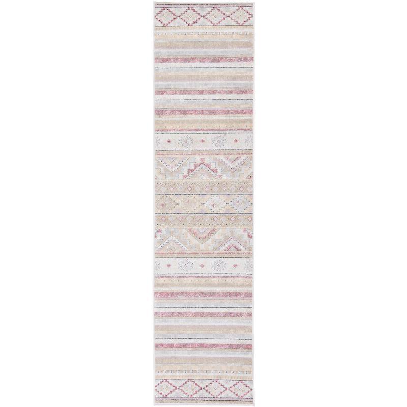 Ivory Beige Geometric Reversible Indoor/Outdoor Runner Rug