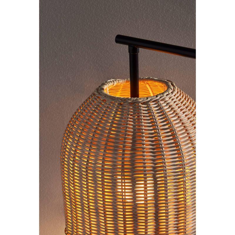 Adesso Bahama Table Lamp Dark Bronze: Inverted Basket Shape, Rattan Shade, ETL Listed, No Assembly Required