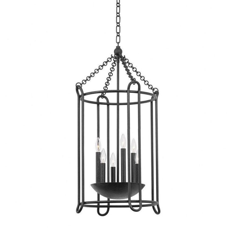 Troy Lighting Black Iron and Glass 6-Light Pendant